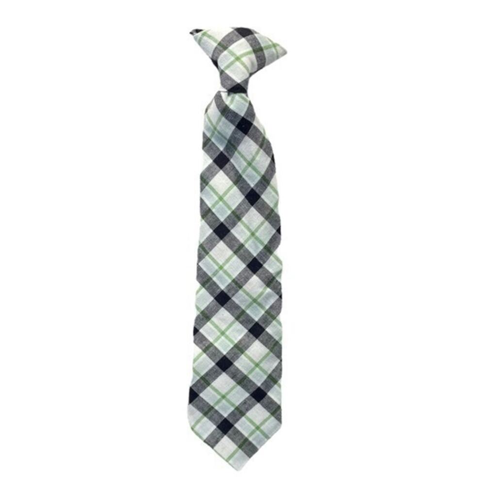 Target Boys Plaid Clip Tie black white green